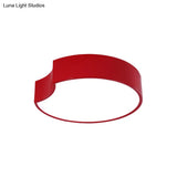 Modern Led Flush Mount Light With Acrylic Shade - Red/Yellow/Blue Round Fixture