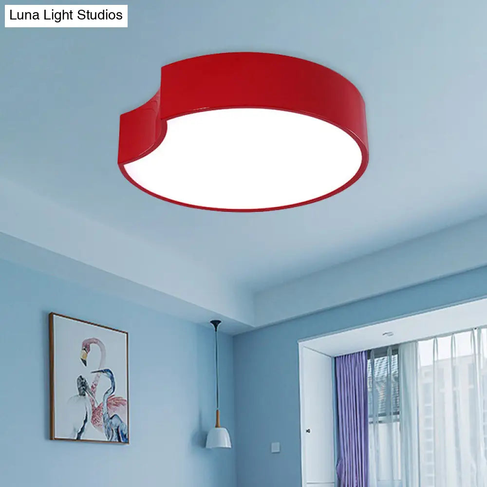 Modern Led Flush Mount Light With Acrylic Shade - Red/Yellow/Blue Round Fixture