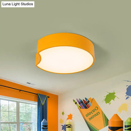 Modern Led Flush Mount Light With Acrylic Shade - Red/Yellow/Blue Round Fixture