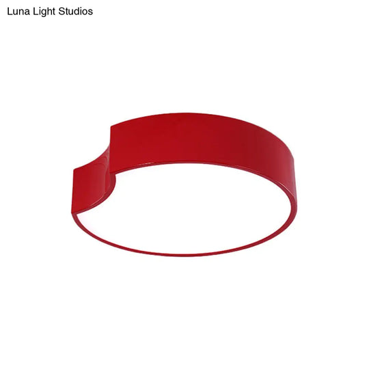 Modern Led Flush Mount Light With Acrylic Shade - Red/Yellow/Blue Round Fixture