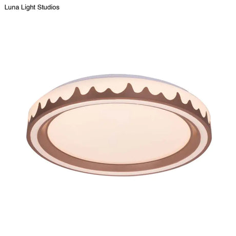 Modern Led Flush Mount Light With White/Gold/Coffee Circle Design For Living Room