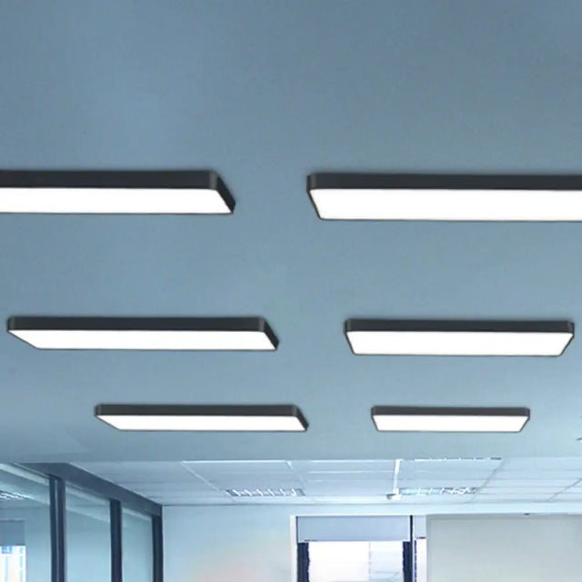 Modern Led Flush Mount Lighting Fixture In Acrylic With Rectangular Shape For Gymnasium Black /