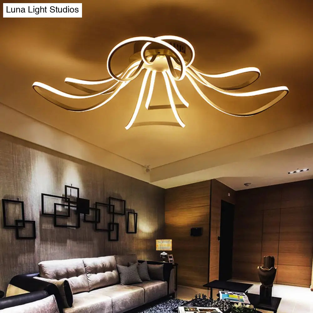 Modern Led Flush Mount Lighting In White For Petal Living Room