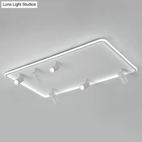 Modern Led Flush Mount Spotlight For Living Room Ceiling - Acrylic Rectangular Design White / 31.5
