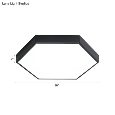 Modern Led Flush Mount With Metal Shade - Hexagon Design In Gray/Yellow/Blue White/Warm Light
