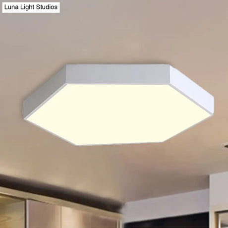 Modern Led Flush Mount With Metal Shade - Hexagon Design In Gray/Yellow/Blue White/Warm Light