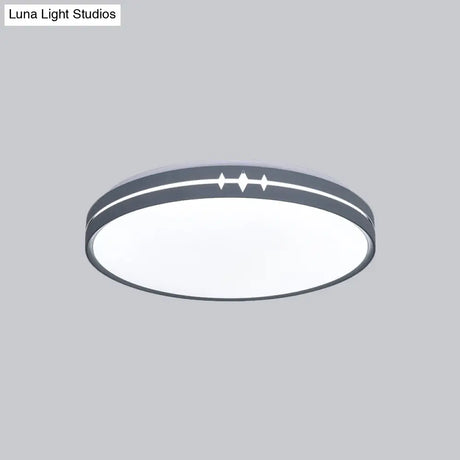 Modern Led Flushmount Ceiling Light With Acrylic Shade - Black/Grey/White Drum Design