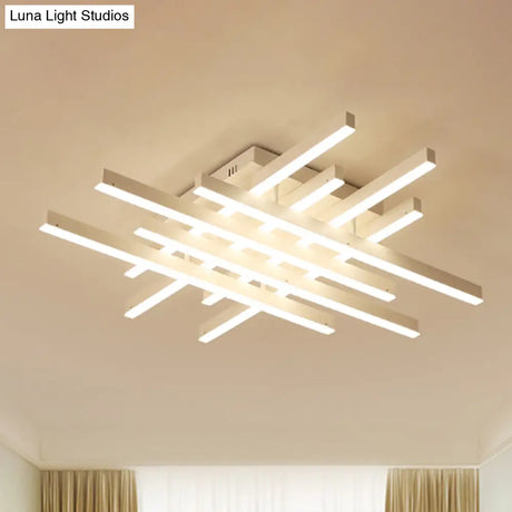 Modern Led Flushmount Lighting For Living Room - 31’/39’ Wide Traverse Acrylic Shade Lamp In