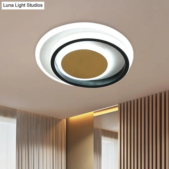 Modern Led Flushmount Lighting In White And Black Acrylic - Square/Round Design
