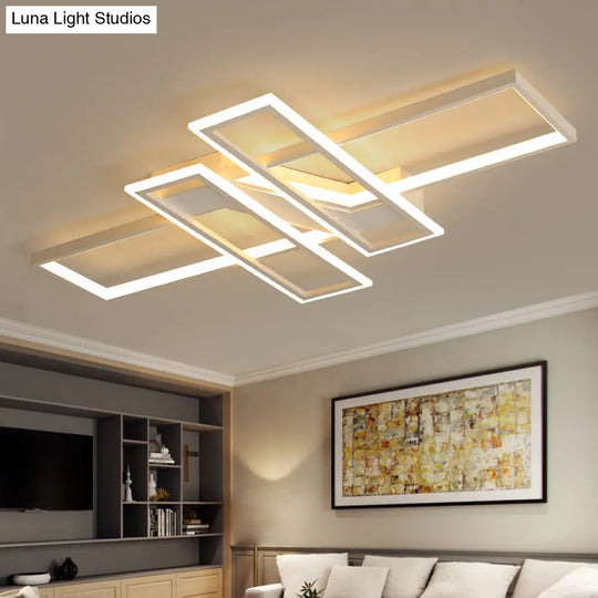 Modern Led Frame Ceiling Mount Light For Living Room - Acrylic Semi Flush Fixture