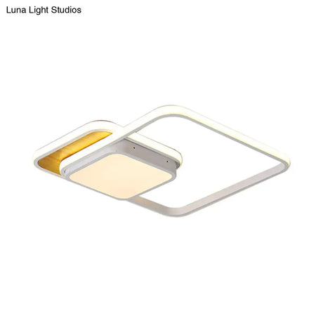 Modern Led Geometric Ceiling Light In Black/White Flush Mount 18’/21.5’ Wide White/Warm