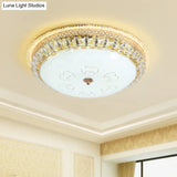 Modern Led Gold Crystal Circle Flushmount For Bedroom Lighting