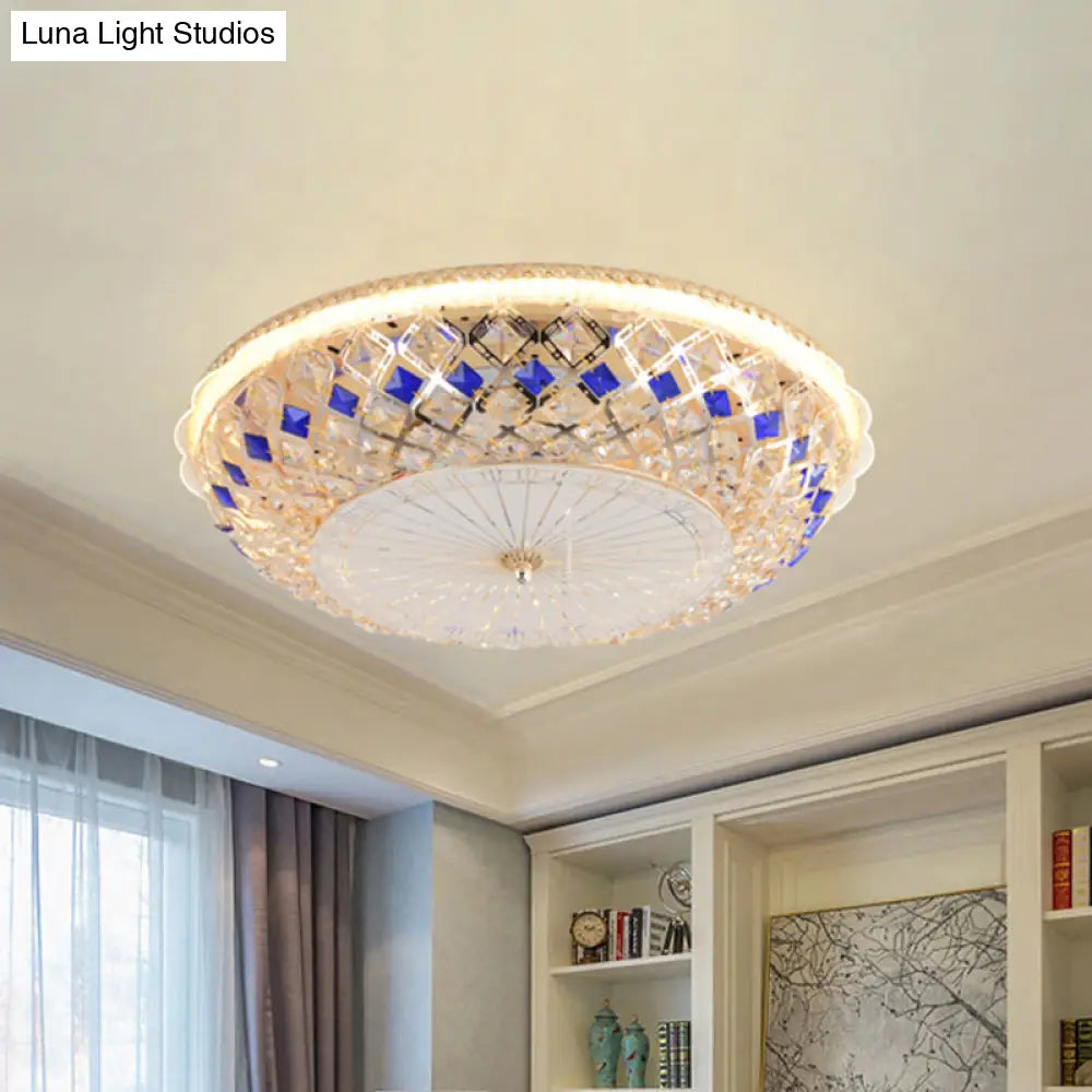Modern Led Gold Crystal Prism Ceiling Light For Bedroom - Flush Mount Fixture