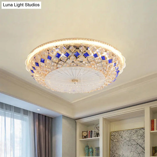 Modern Led Gold Crystal Prism Ceiling Light For Bedroom - Flush Mount Fixture