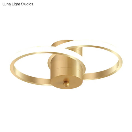Modern Led Gold Flush Mount Ceiling Lamp - Acrylic Dual Loop Light Fixture For Corridor