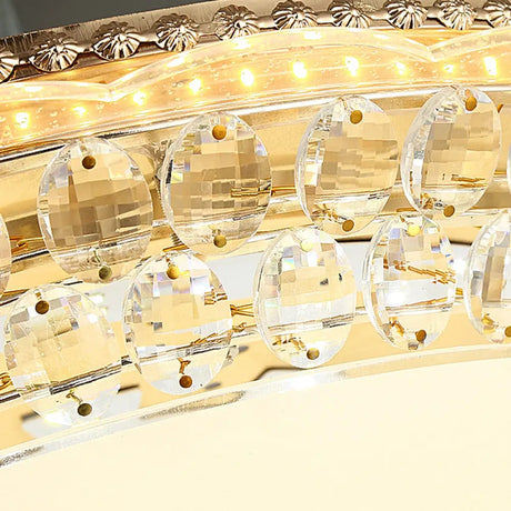 Modern Led Gold Flush Mount Ceiling Light With Crystal Accents Dome White Glass 12/16/19.5 W