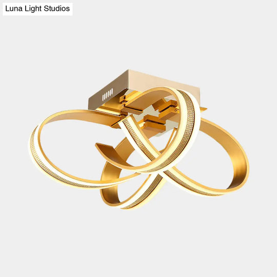 Modern Led Gold Ribbon Acrylic Flushmount Lighting For Living Room Ceiling