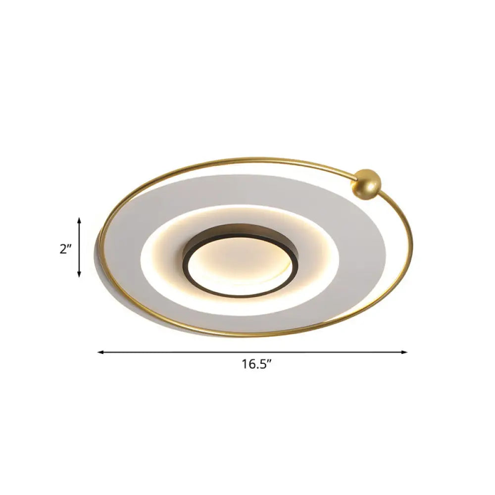 Modern Led Gold Round Flushmount Ceiling Light In White/Warm