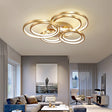 Modern Led Gold Semi Flush Mount Light Fixture - 21’/28’ Circle Metal Ceiling Mounted