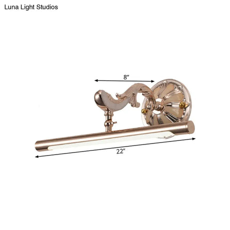 Modern Led Gold Vanity Mirror Light For Bathroom - Wall Mounted Tube Shaped Lamp Metallic Finish