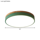 Modern Led Green Flush Mount Ceiling Light With Acrylic Diffuser - Available In 12’/16’/19.5’ Widths