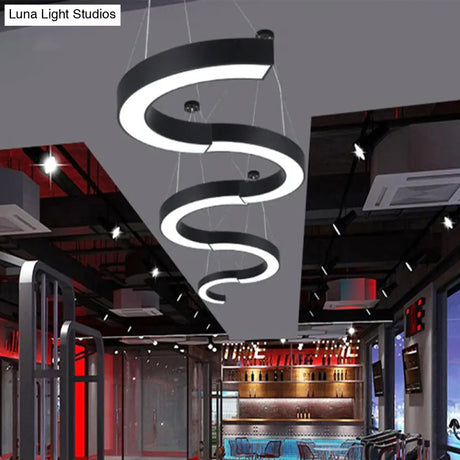 Modern Led Hanging Chandelier Light Fixture For Gymnasium - Curve Acrylic Design