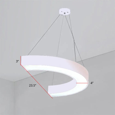 Modern Led Hanging Chandelier Light Fixture For Gymnasium - Curve Acrylic Design White / 23.5’