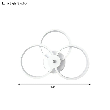 Modern Led Hoop Wall Lamp With Acrylic Lighting - Black/White 2/3 Lights In Warm/White/Second Gear
