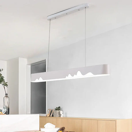 Modern LED Linear Chandelier - White/Black/Green - Rectangular Design - Hanging Ceiling Light in White/Warm Light