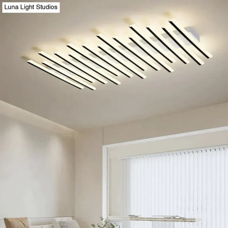 Modern Led Living Room Ceiling Lamp Simple Nordic Creative Square Line Restaurant Light In The