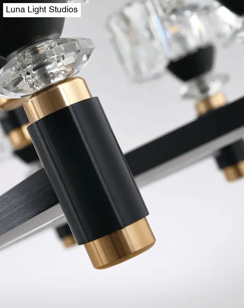 Modern Led Living Room Chandelier: Round Simplicity In Black Metal