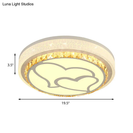 Modern Led Loving Heart Flush Ceiling Light With Acrylic Crystal Shade - Brown/White | White/3