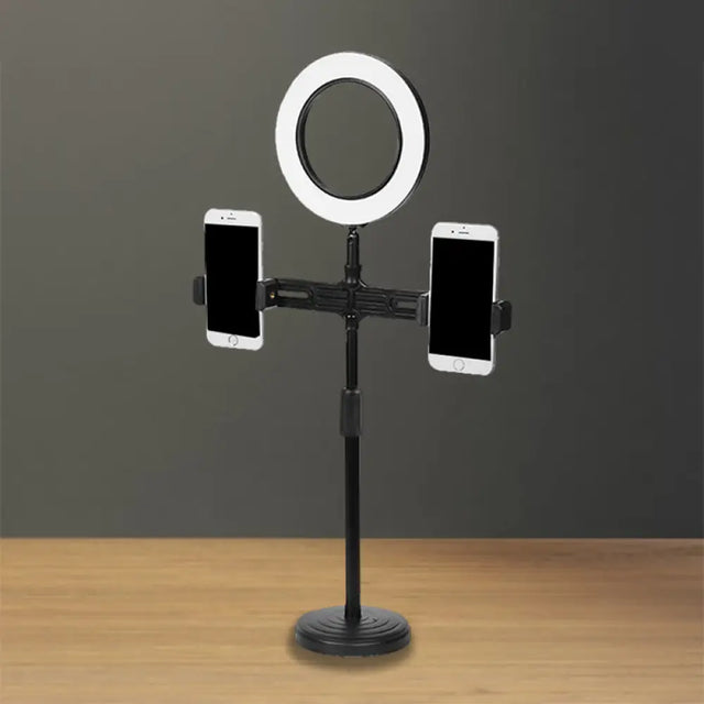 Modern Led Makeup Lamp With Usb Port - Black Metal Circle Shape /