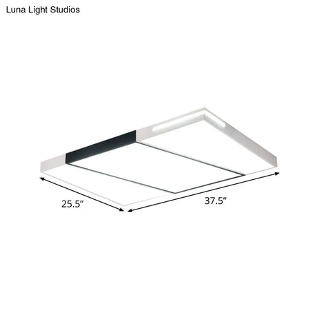 Modern Led Metal Ceiling Light For Bedroom - Warm/White Rectangular/Square Flush Mount