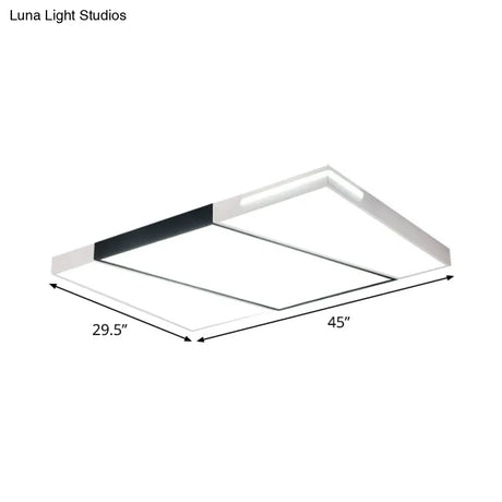 Modern Led Metal Ceiling Light For Bedroom - Warm/White Rectangular/Square Flush Mount