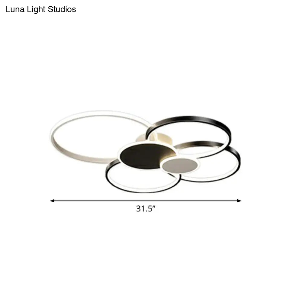 Modern Led Metal Flush Ceiling Light For Living Room - Circular Design Mounted Black / 31.5’