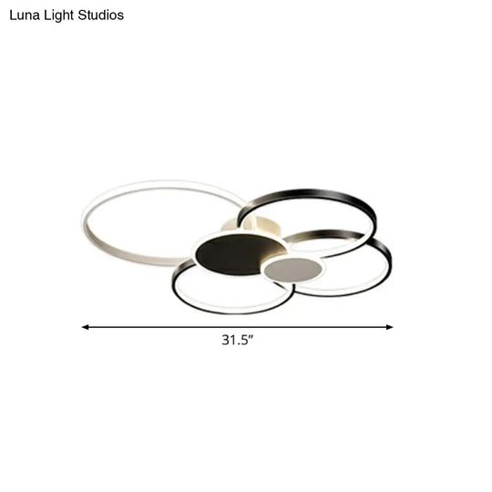 Modern Led Metal Flush Ceiling Light For Living Room - Circular Design Mounted Black / 31.5’