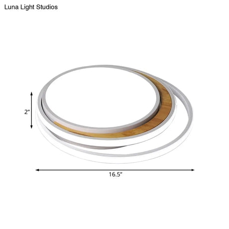Modern Led Metal Flush Ceiling Light In Black/White 16.5’/20.5’ Wide White/Warm