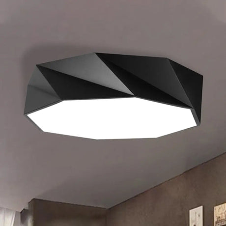 Modern Led Metal Flush Mount Lighting With Concave/Convex Shape - White/Black Ceiling