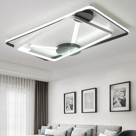 Modern Led Metal Semi Flush Mount Lamp - 16’/19.5’/35.5’ Wide Black And White