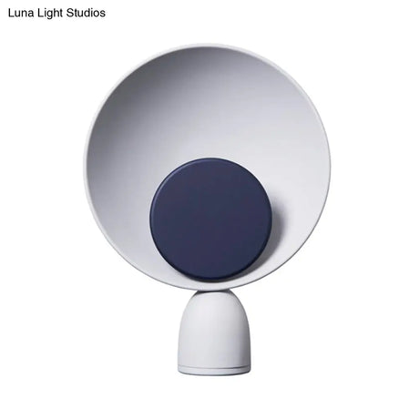 Modern Led Metal Shade Bedroom Reading Lamp Blue Night Light With Saucer Design