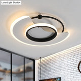 Modern Led Moon - Shaped White Flushmount Ceiling Light For Bedroom