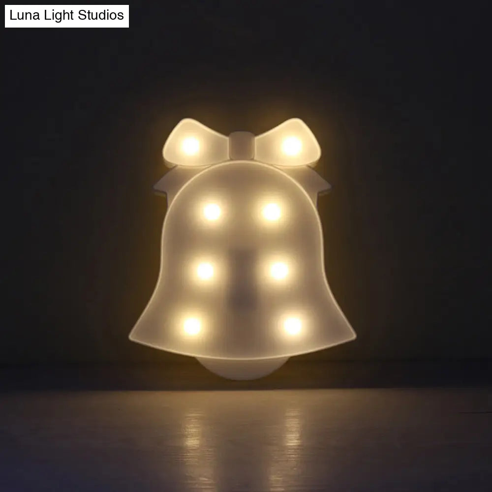 Modern Led Nightstand Light - White Christmas Elements And Battery Powered