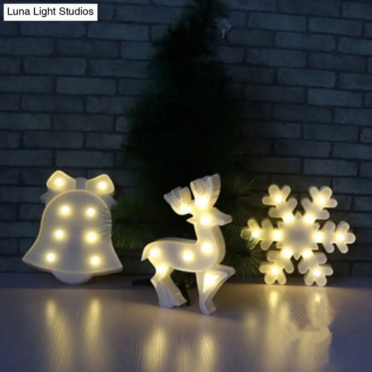 Modern Led Nightstand Light - White Christmas Elements And Battery Powered