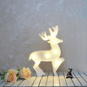 Modern Led Nightstand Light - White Christmas Elements And Battery Powered / Deer