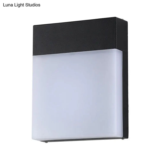 Modern Led Outdoor Wall Light - Black Rectangle Sconce Lighting Fixture