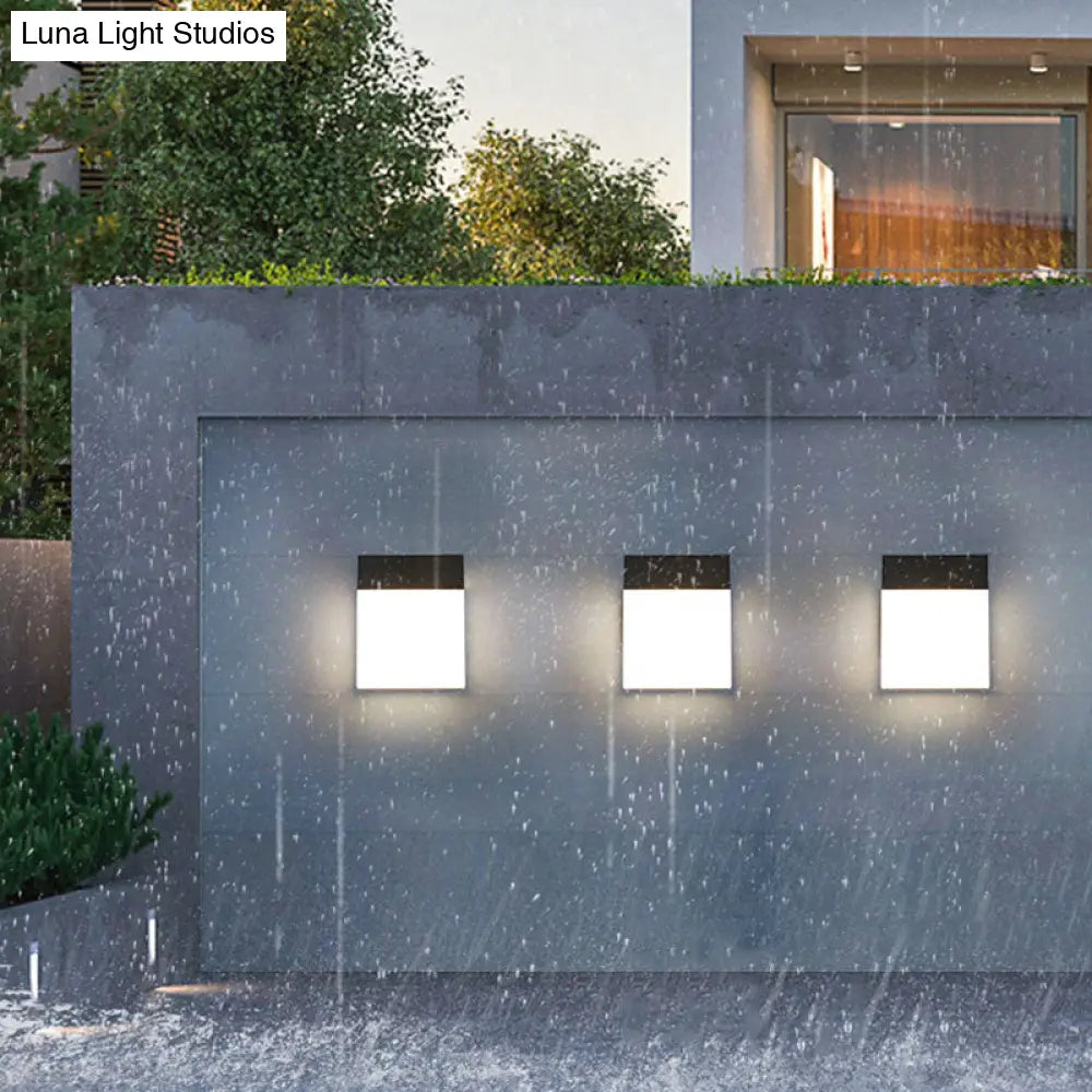 Modern Led Outdoor Wall Light - Black Rectangle Sconce Lighting Fixture