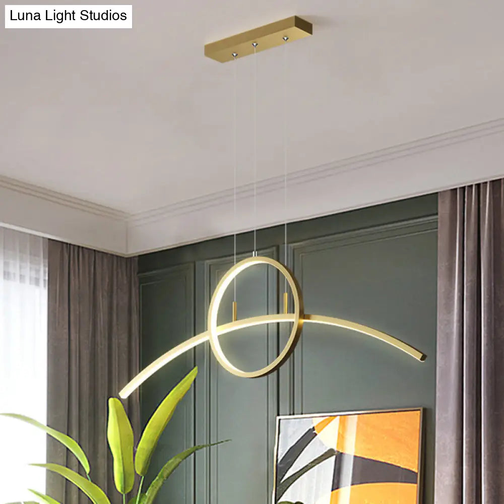 Modern Led Pendant Light Fixture: Circle And Linear Design With Metal Hanging