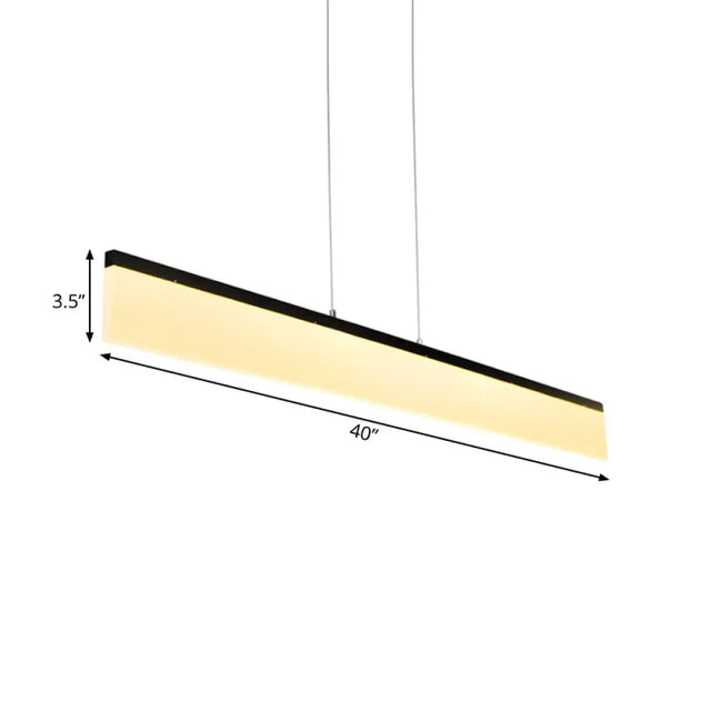 39/47 Led Office Pendant Light With Linear Acrylic Shade - Black/Gold Ceiling Lamp For Table