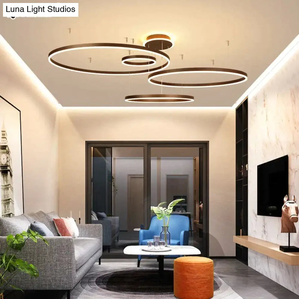 Modern Led Pendant Lights For Living Dining Room Dimmable Suspension Luminaire Suspendu Circular